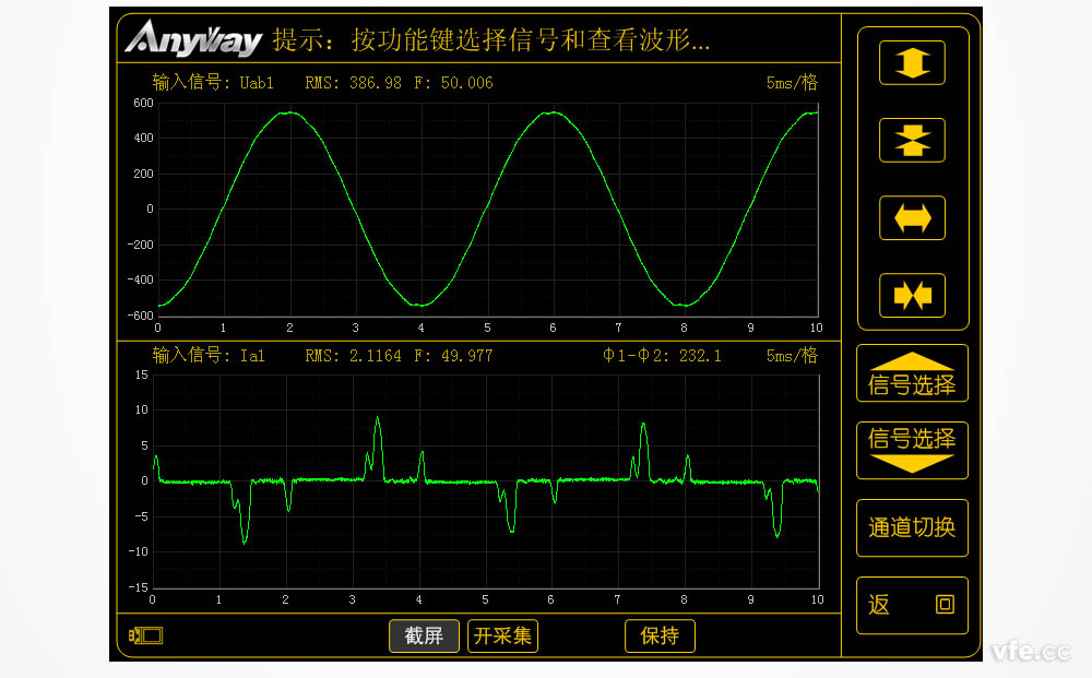 WP4000变频功率分析仪纪录的变频器输入波形
