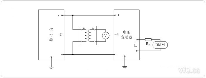 电流输出型电压变送器(电压互感器扩大尺度表量程) 电压校准接线图 电流输出型电压变送器(电压互感器扩大尺度表量程) 电压校准接线图