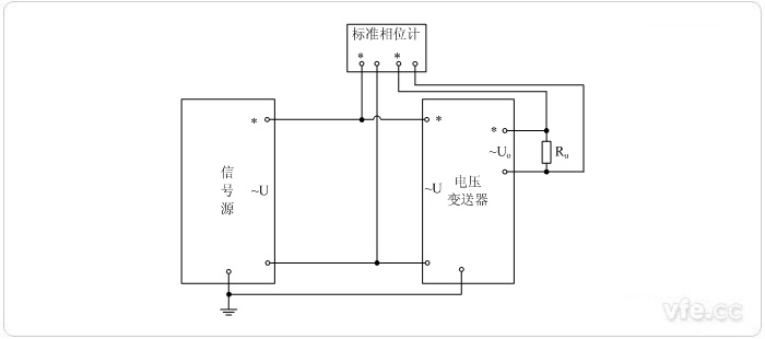 互换电压输出型电压变送器相位误差校准接线图 互换电压输出型电压变送器相位误差校准接线图