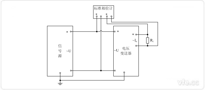 互换电流输出型电压变送器相位误差校准接线图 互换电流输出型电压变送器相位误差校准接线图