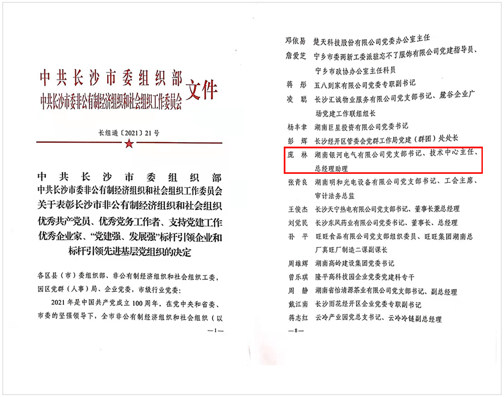 庞林同道荣获长沙市委组织部 “优良党务工作者”称号
